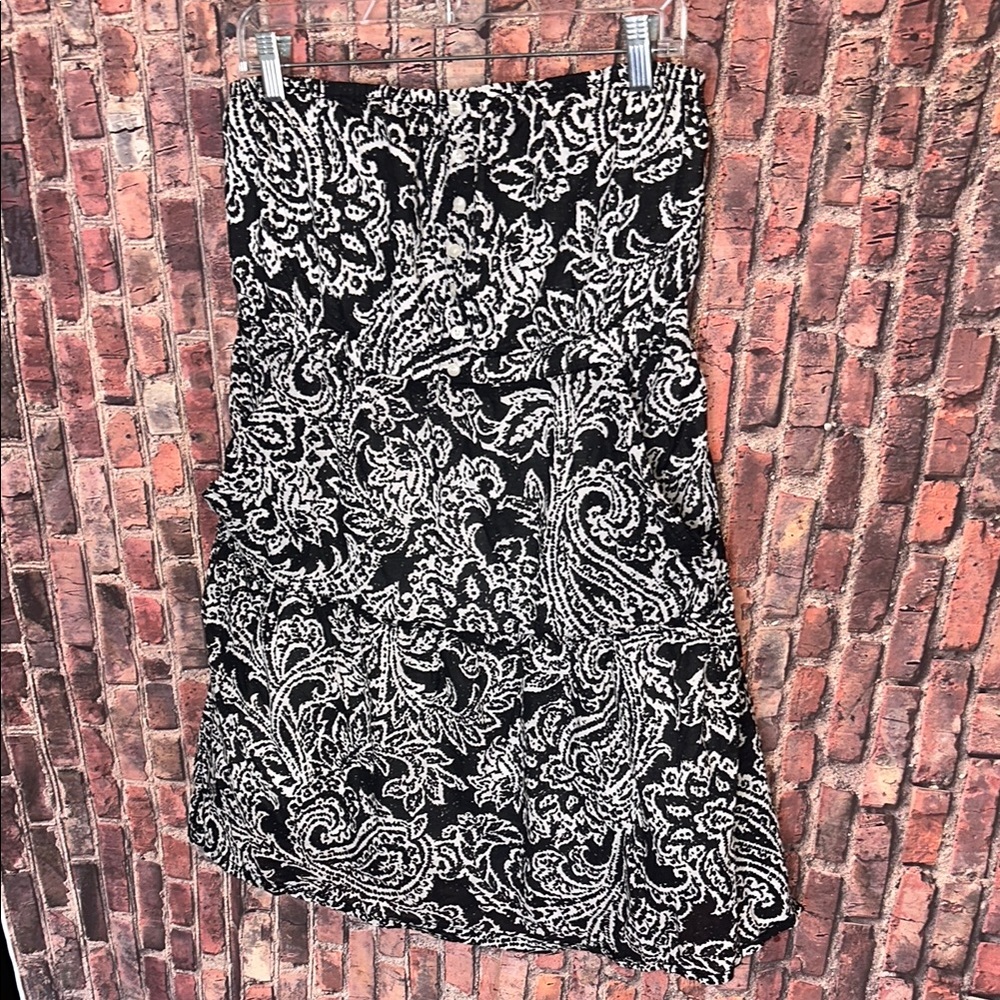 American Eagle Black White Paisley Strapless mini dress 14